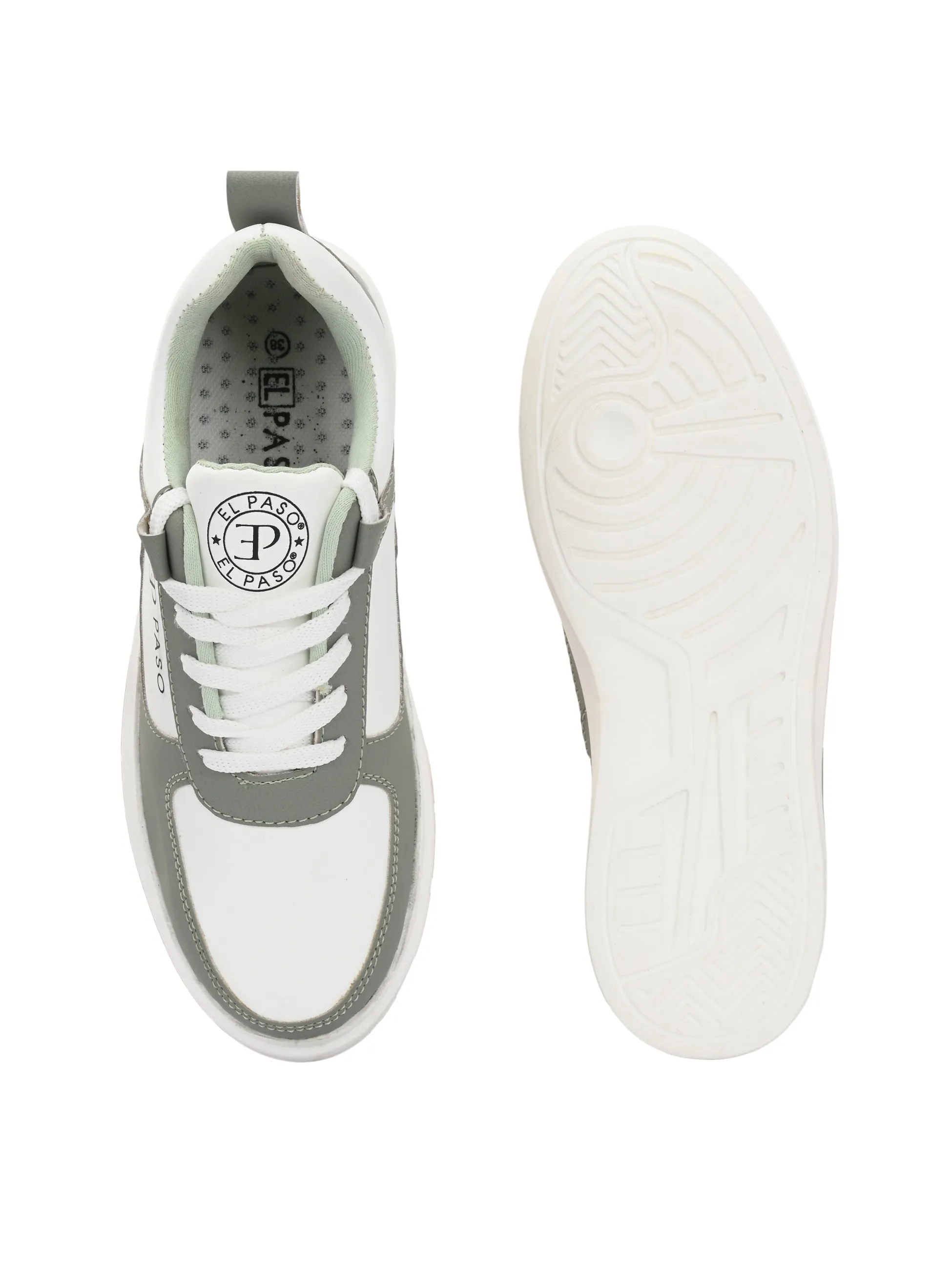 EL PASO Faux Leather Casual Lace Up Sneakers For Women