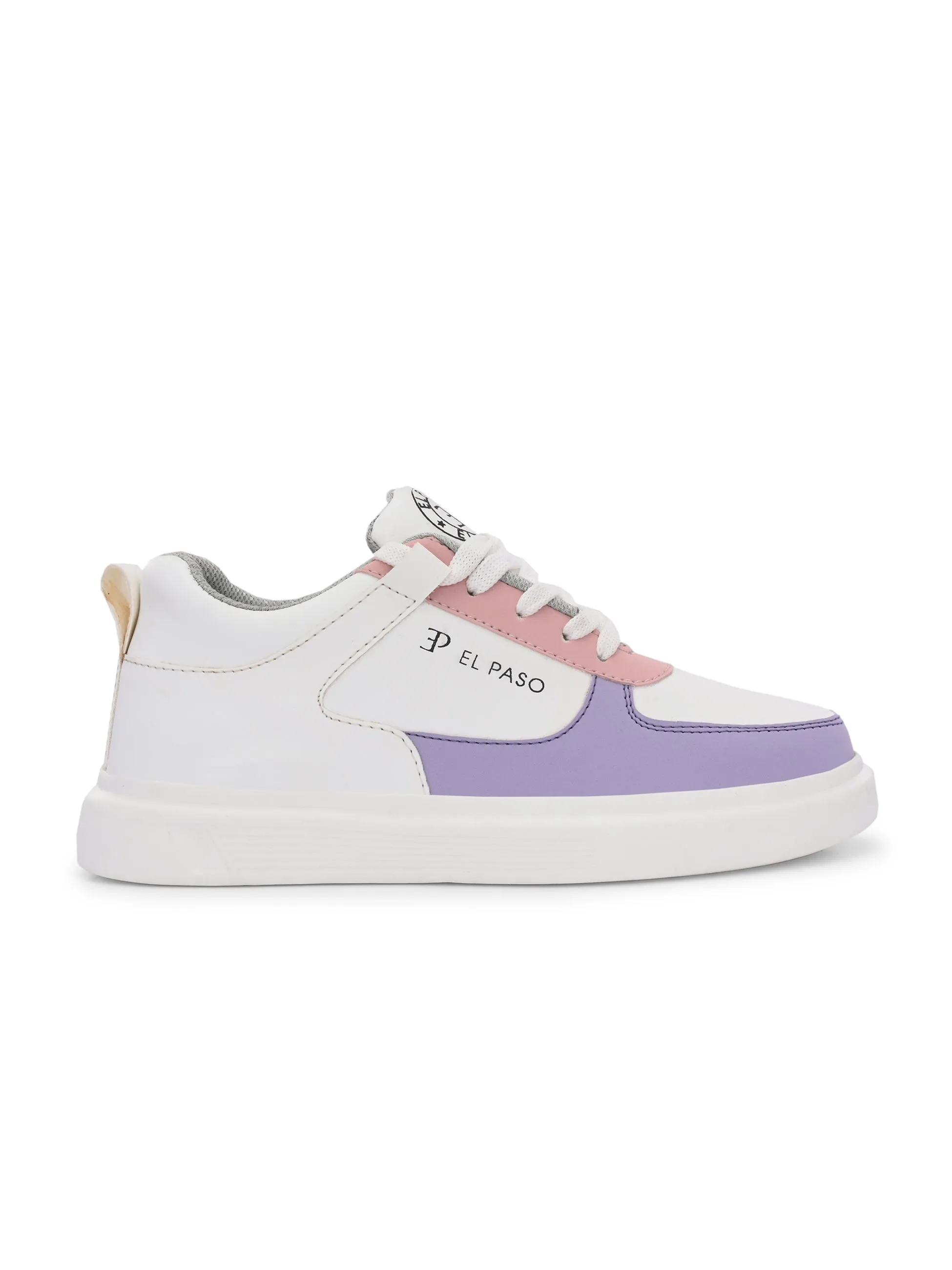 EL PASO Faux Leather Casual Lace Up Sneakers For Women