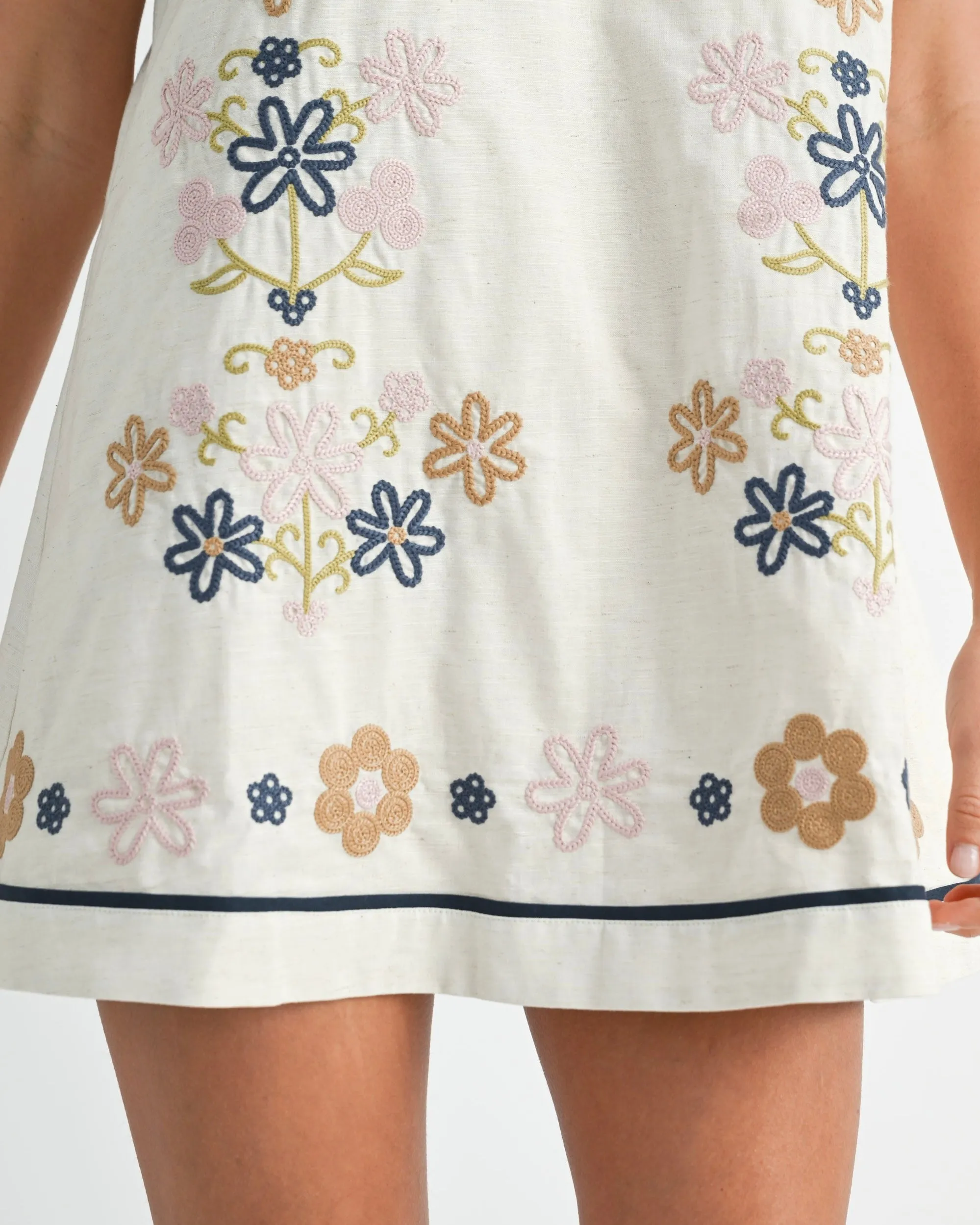 Embroidered Shirt Dress in Oatmeal