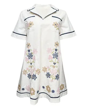 Embroidered Shirt Dress in Oatmeal