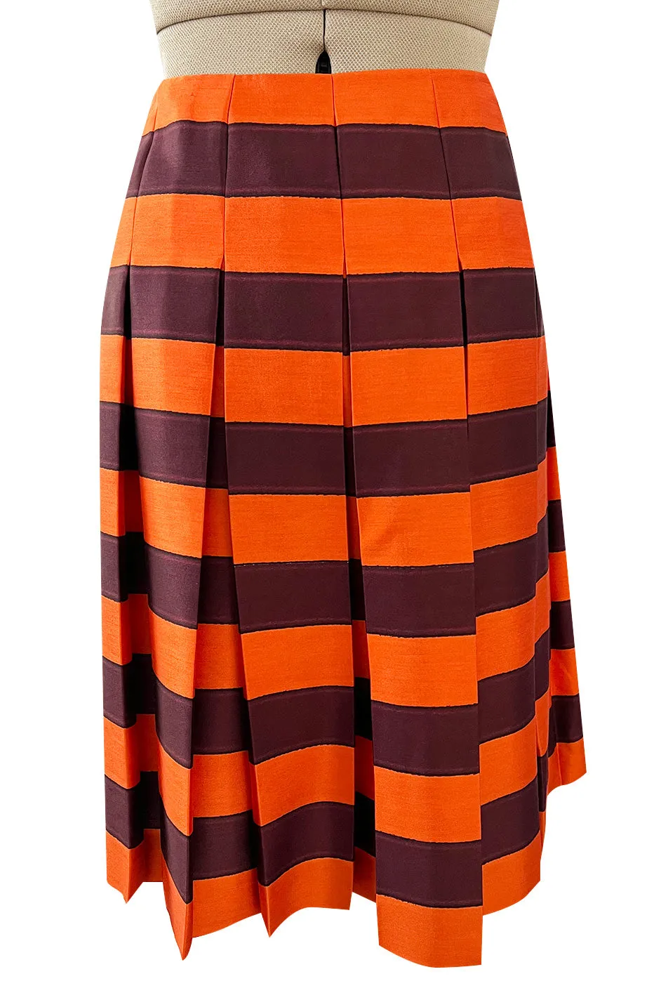 Fantastic Spring 2005 Prada Runway Look 26 Pleated Bright Coral Stripe Skirt