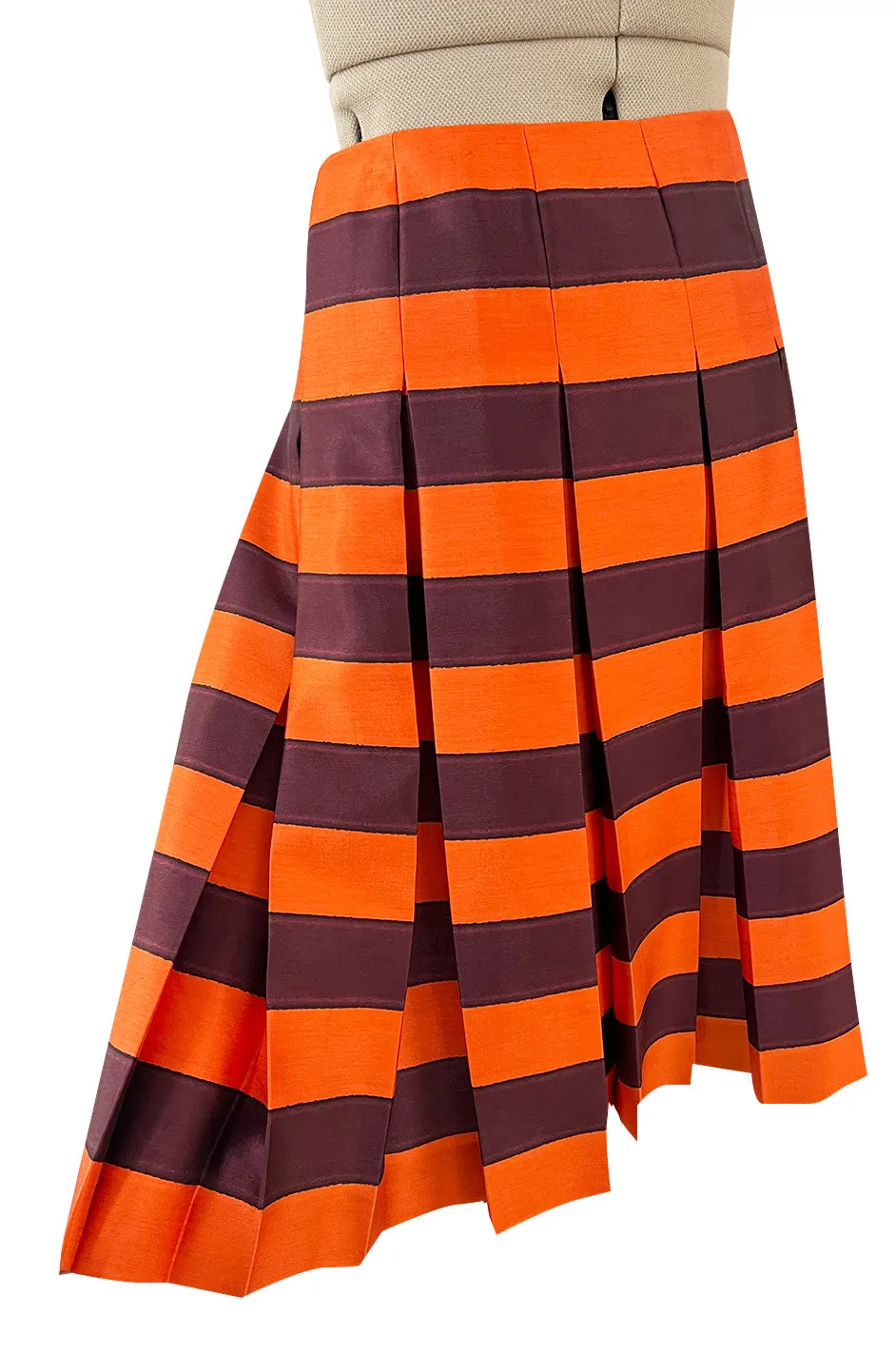 Fantastic Spring 2005 Prada Runway Look 26 Pleated Bright Coral Stripe Skirt