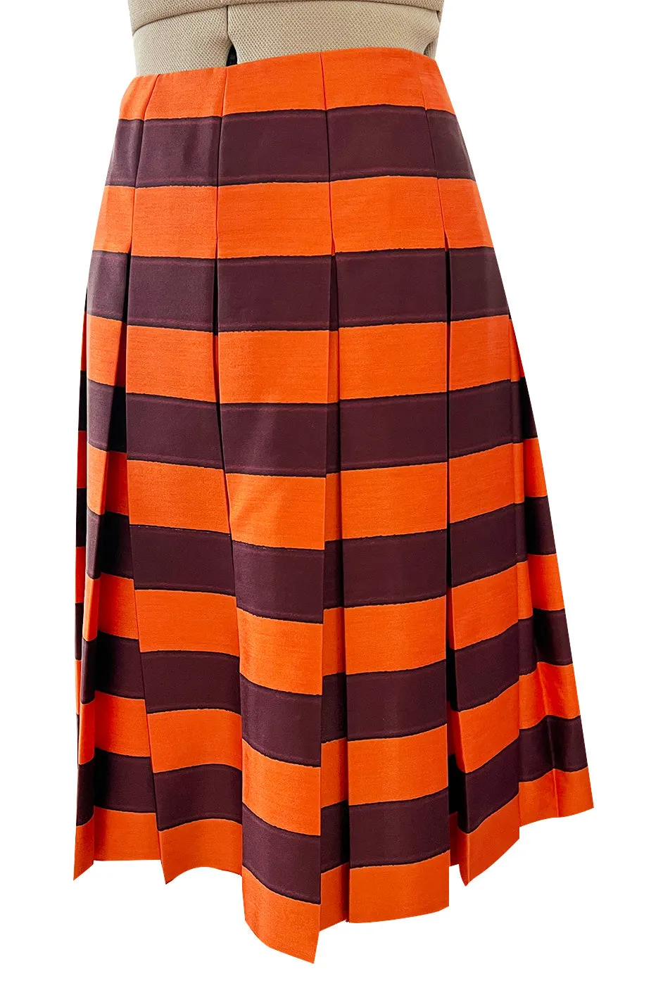 Fantastic Spring 2005 Prada Runway Look 26 Pleated Bright Coral Stripe Skirt