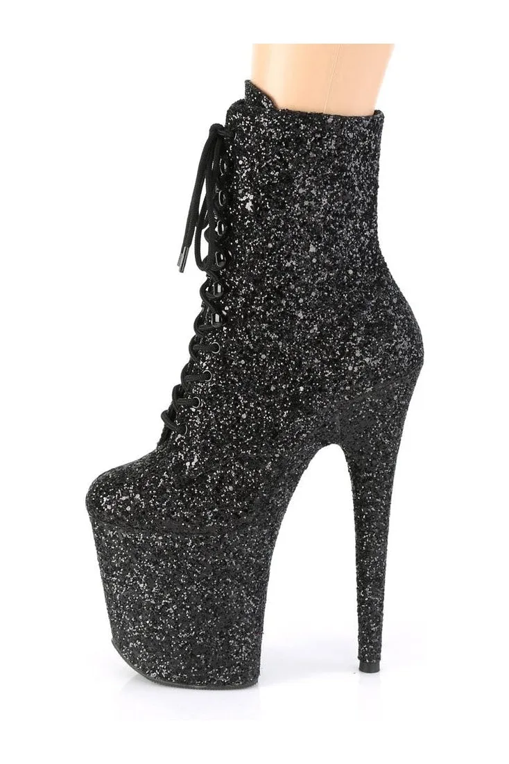 FLAMINGO-1020GWR Exotic Boot | Black Glitter
