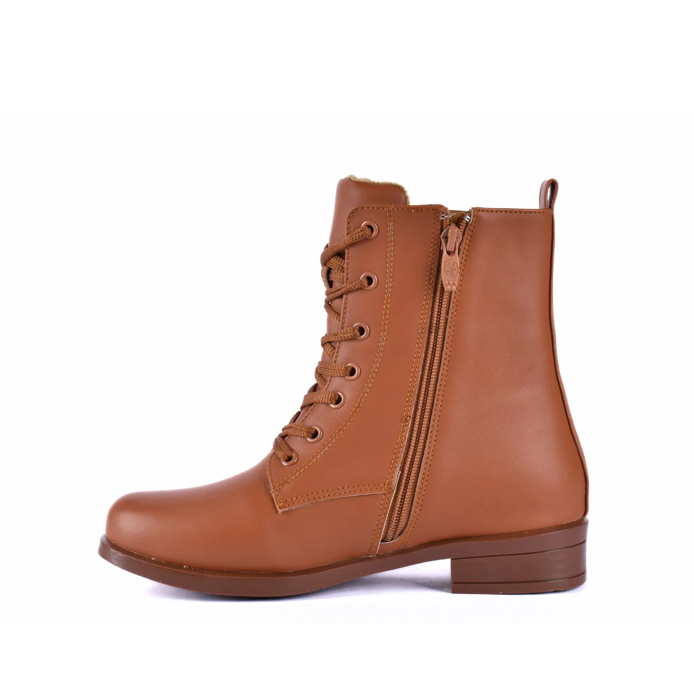 Flat Lace up Leather Ankle Boots