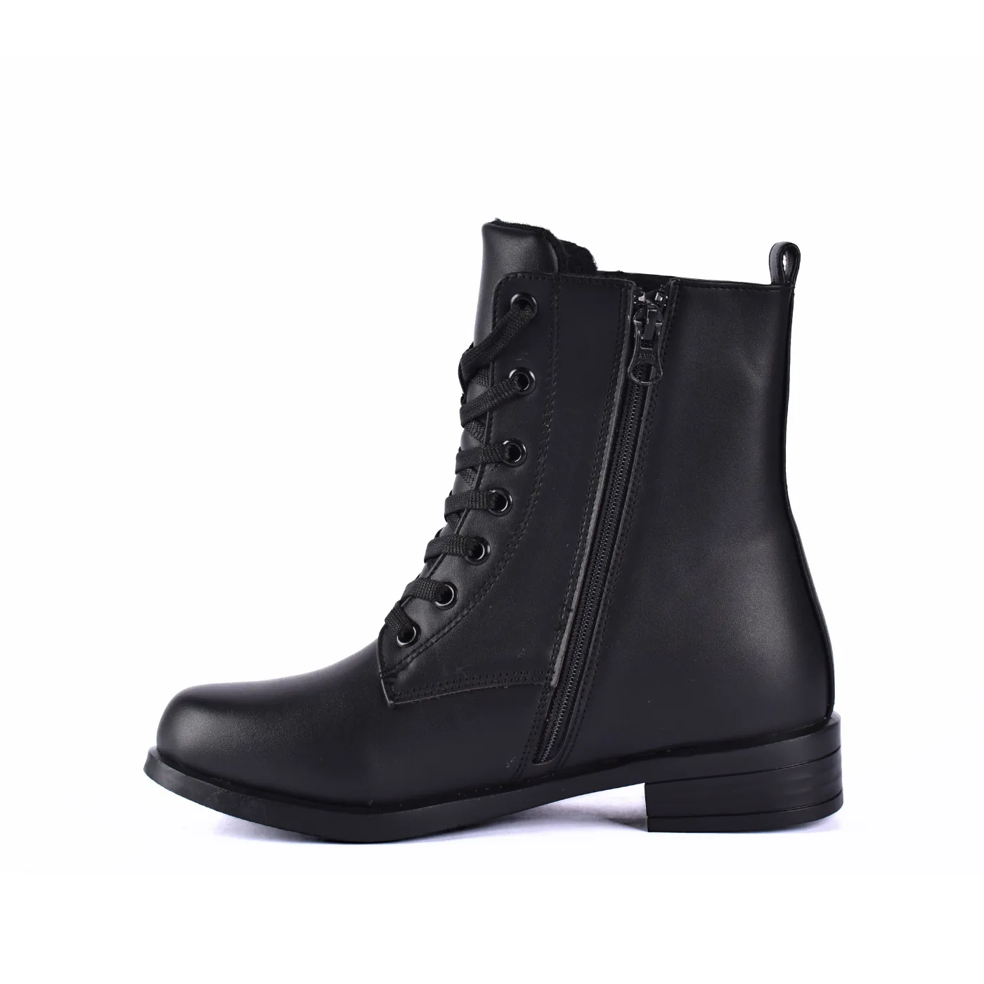 Flat Lace up Leather Ankle Boots
