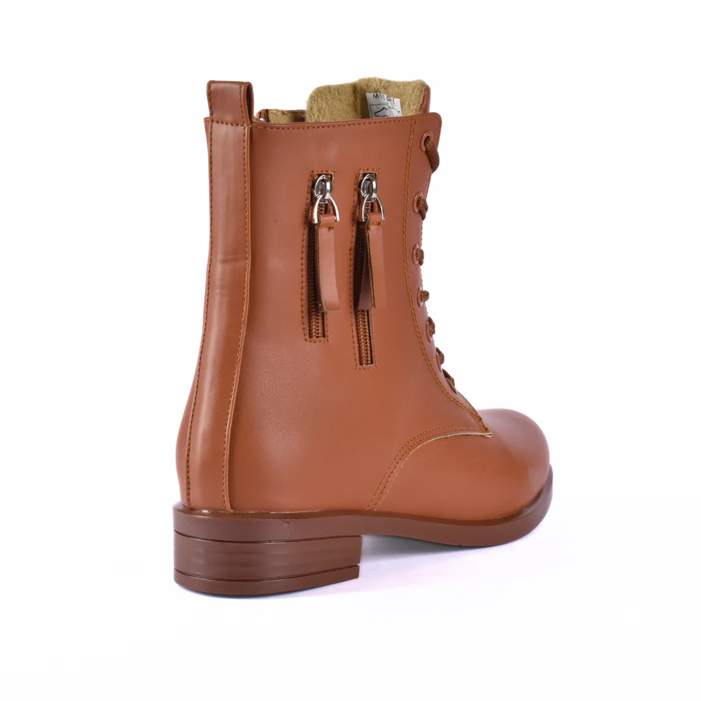 Flat Lace up Leather Ankle Boots