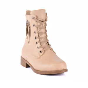 Flat Lace up Leather Ankle Boots