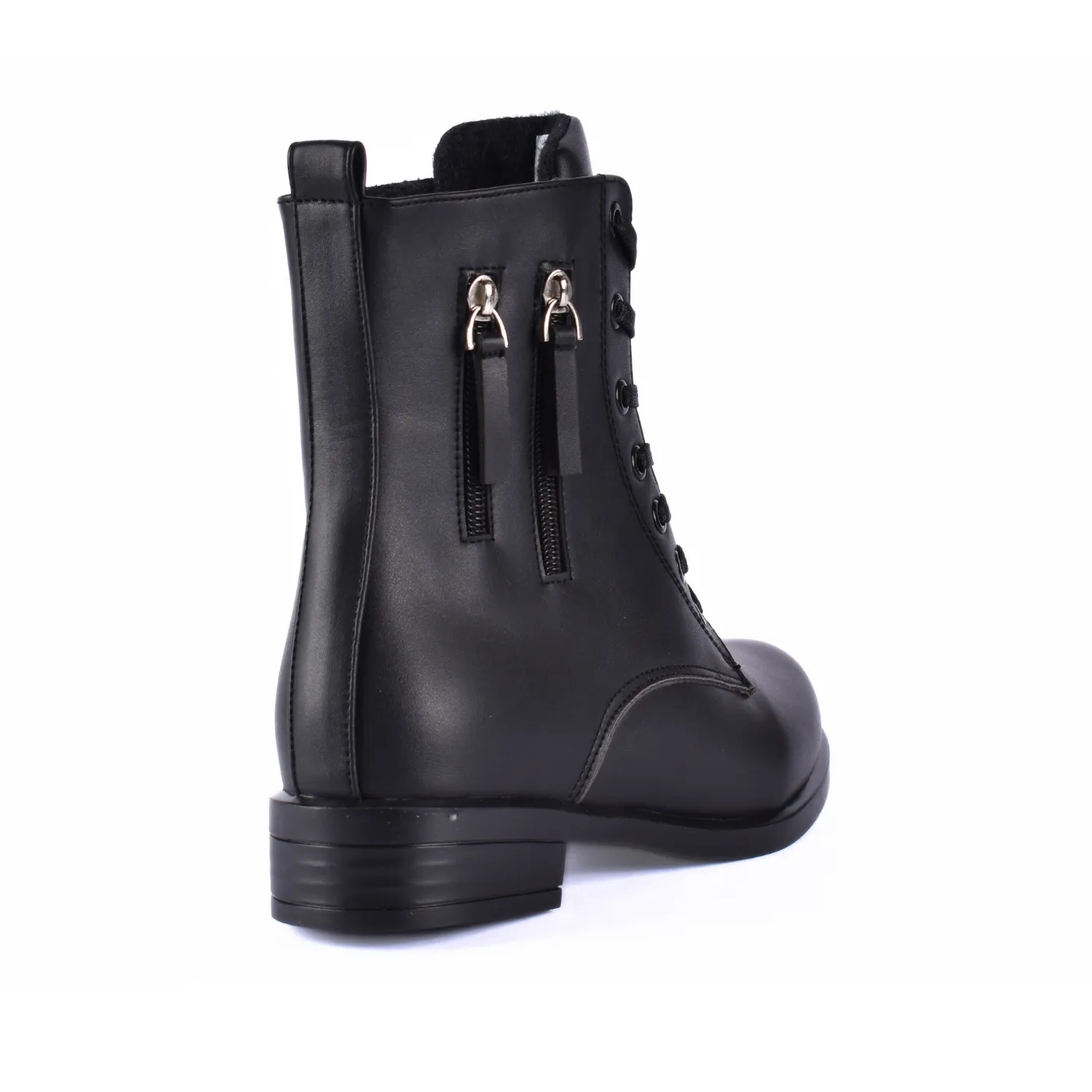 Flat Lace up Leather Ankle Boots