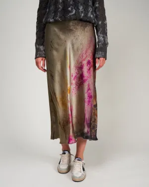 flower lake printed silk skirt - mushroom