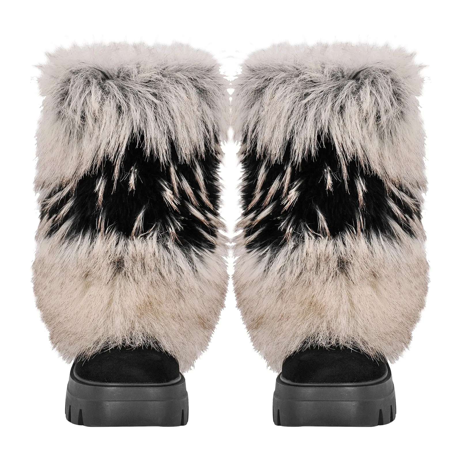 Fur Round Toe Platform Mid-Calf Boots