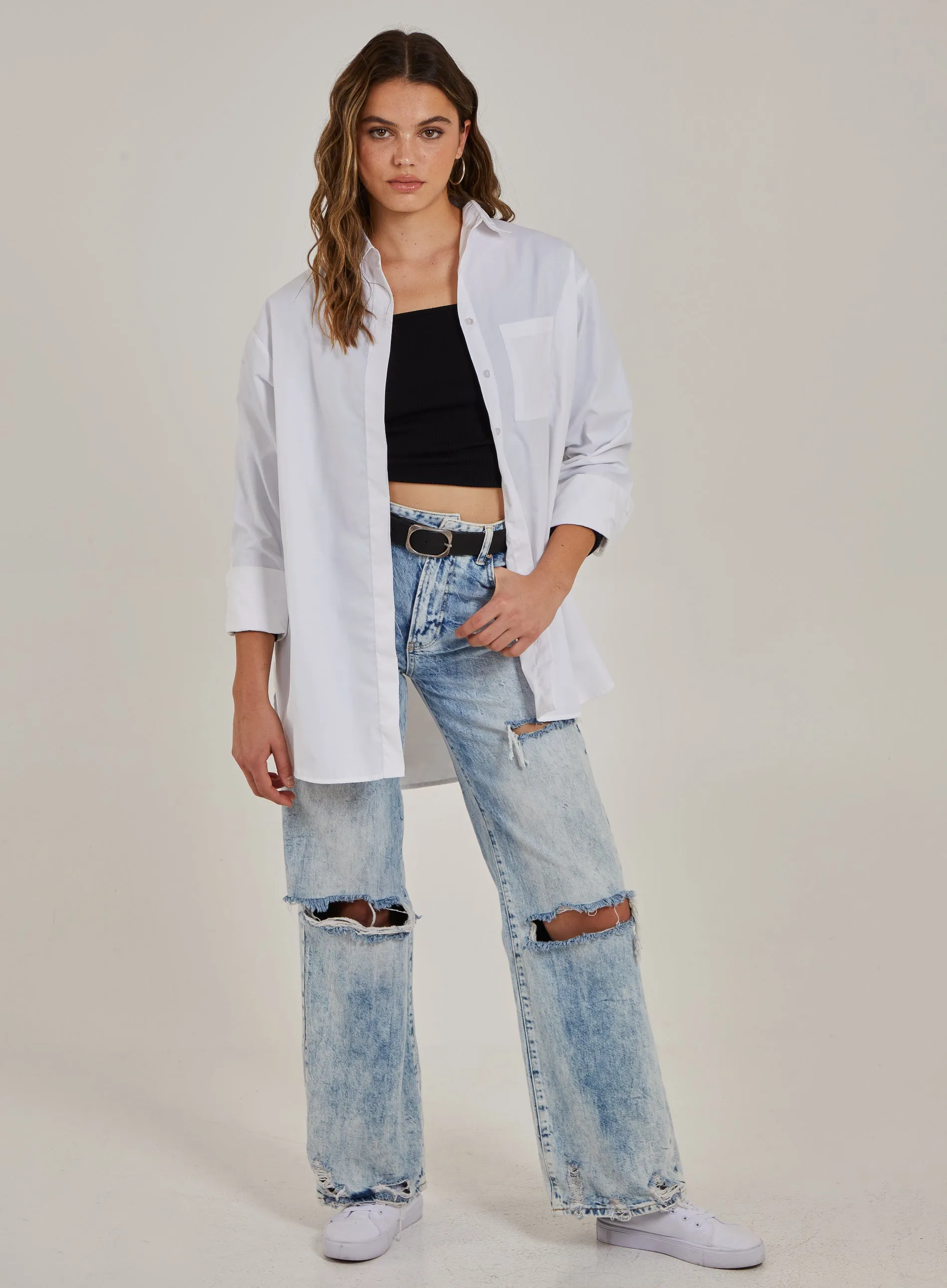 Gathered Ribbed Long Sleeve Top