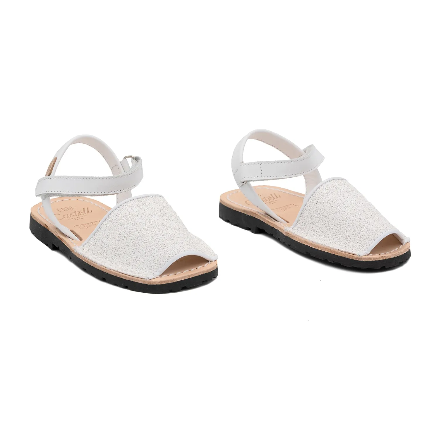 Glitter Leather Open Toe Menorcan Sandal For Kids - Iker 1002RN Glitter Ciervo