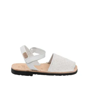 Glitter Leather Open Toe Menorcan Sandal For Kids - Iker 1002RN Glitter Ciervo
