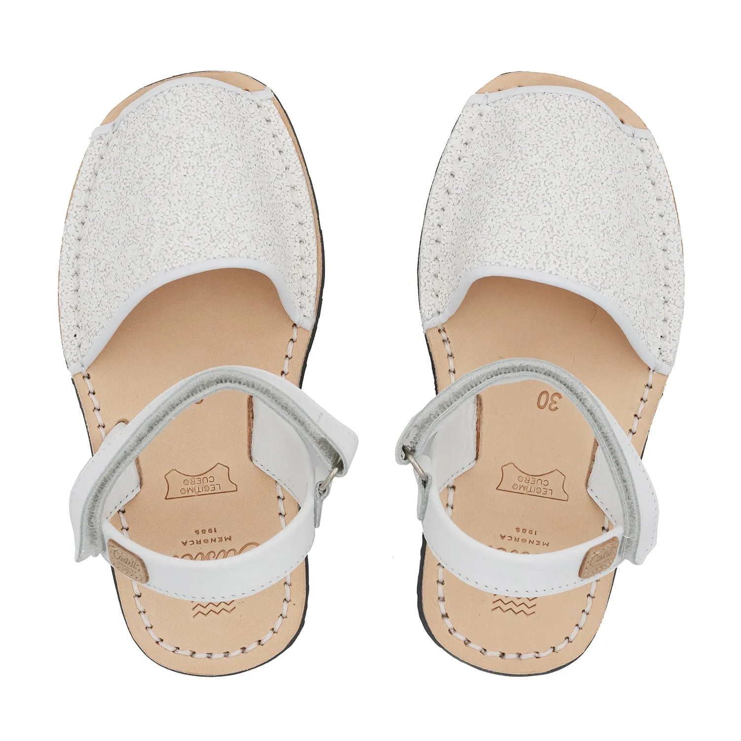 Glitter Leather Open Toe Menorcan Sandal For Kids - Iker 1002RN Glitter Ciervo