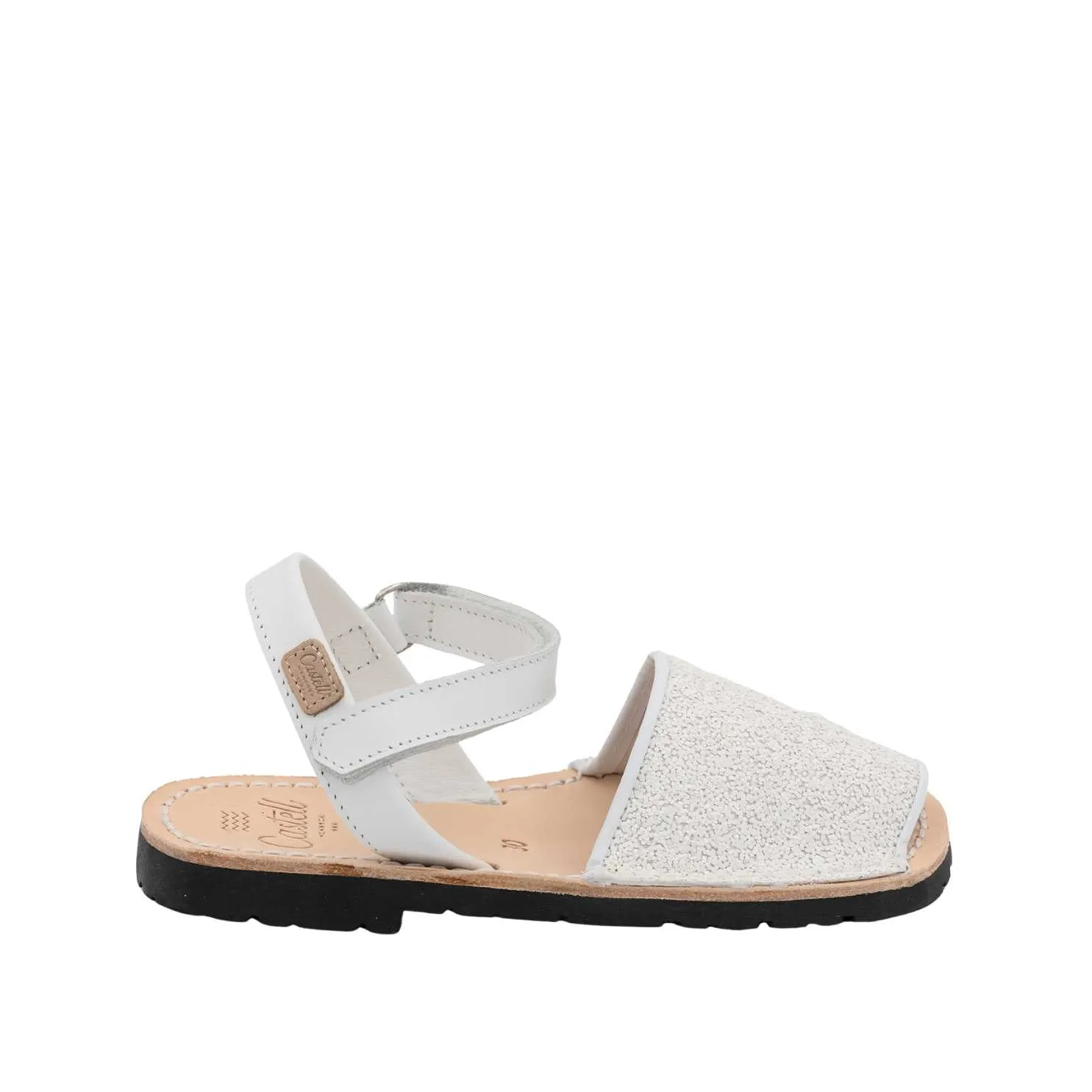 Glitter Leather Open Toe Menorcan Sandal For Kids - Iker 1002RN Glitter Ciervo