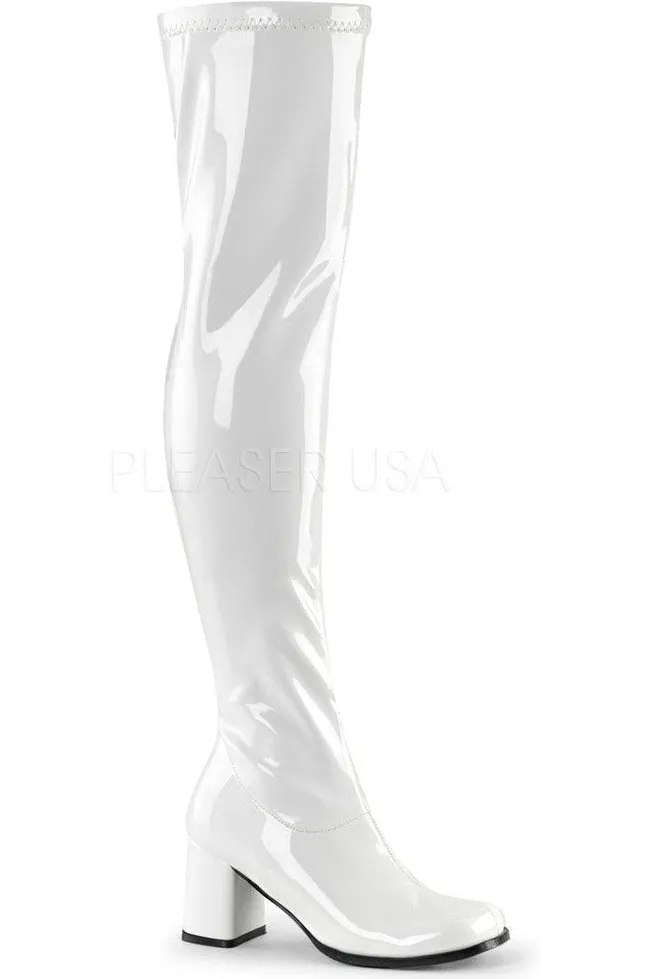 GOGO-3000 Go Go Boot | White Patent