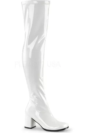 GOGO-3000 Go Go Boot | White Patent