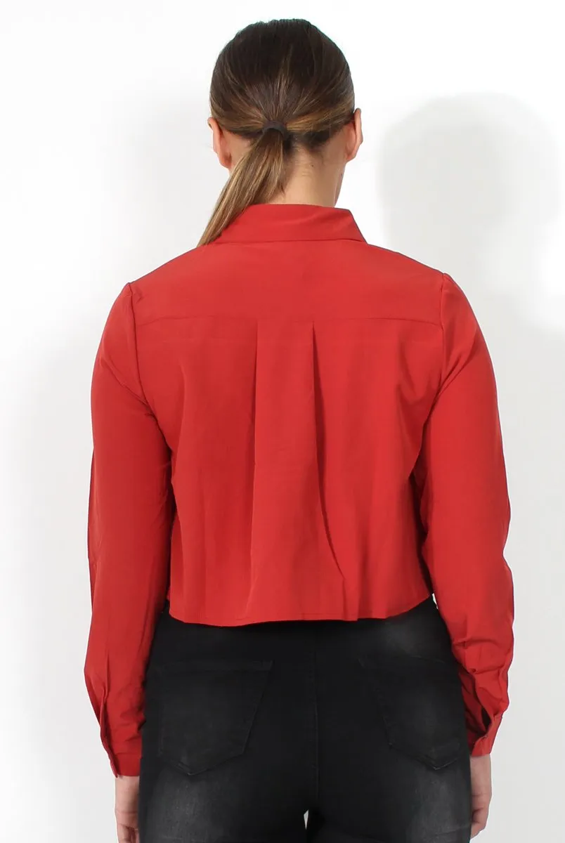 Grace Rust Long Sleeved Cropped Shirt