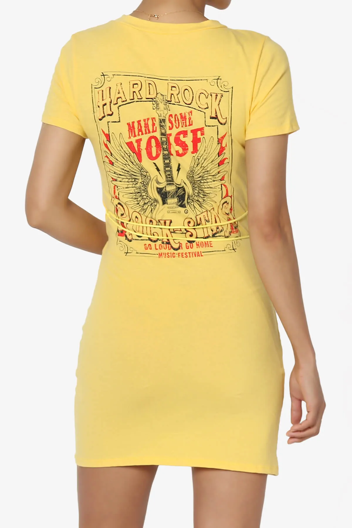Hard Rock Wing Guitar Printed Mini T-Shirt Dress