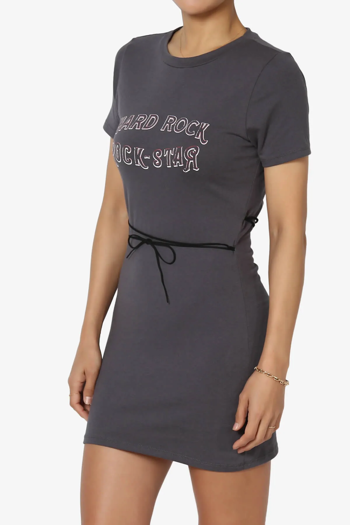Hard Rock Wing Guitar Printed Mini T-Shirt Dress