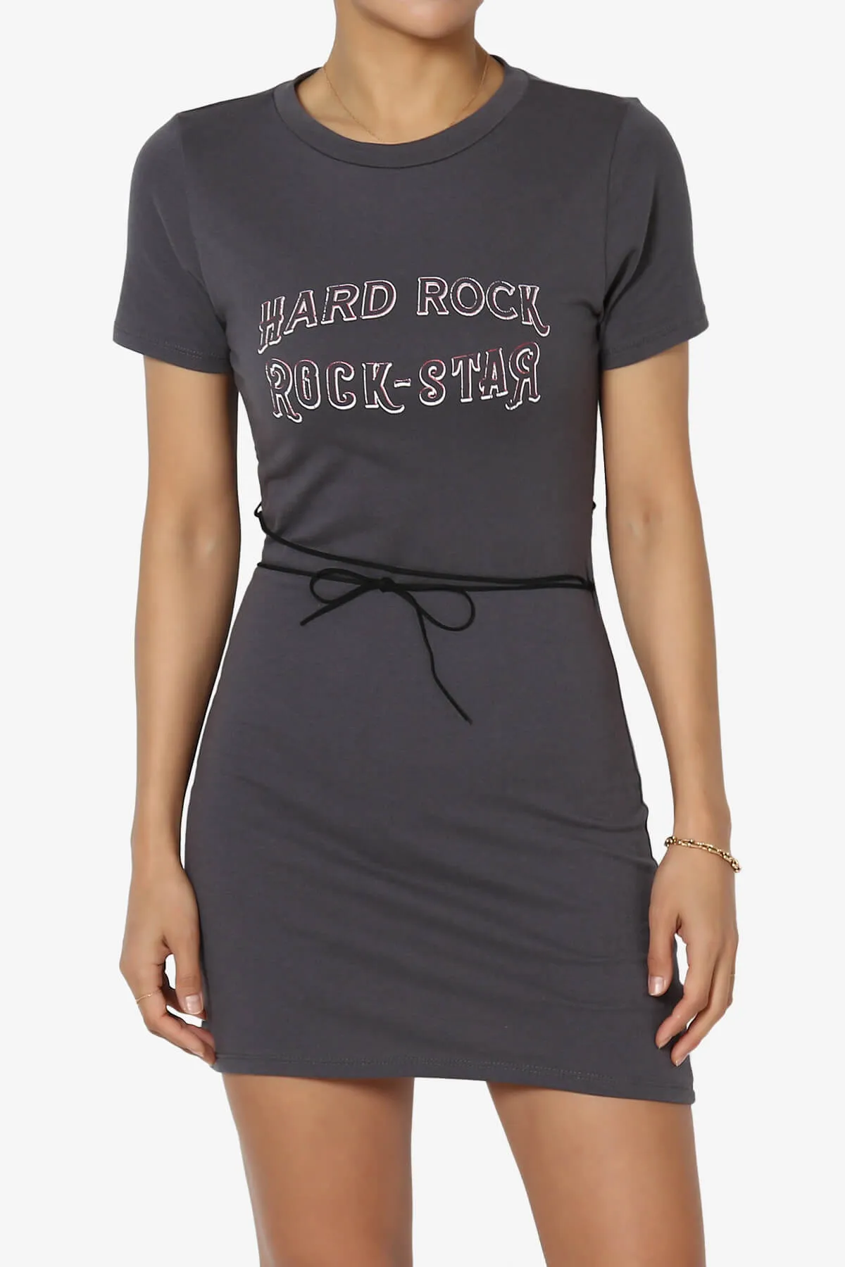 Hard Rock Wing Guitar Printed Mini T-Shirt Dress