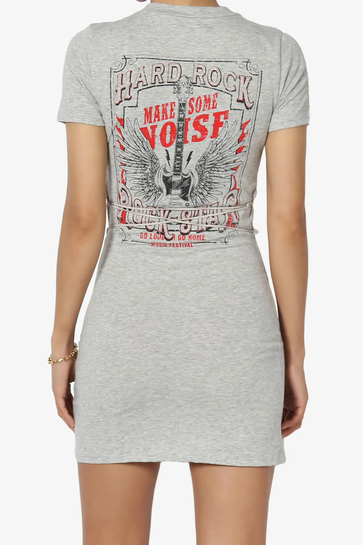 Hard Rock Wing Guitar Printed Mini T-Shirt Dress