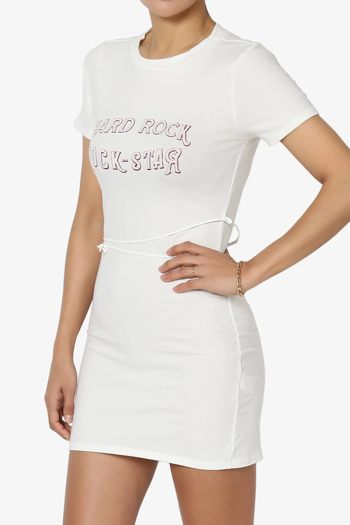 Hard Rock Wing Guitar Printed Mini T-Shirt Dress