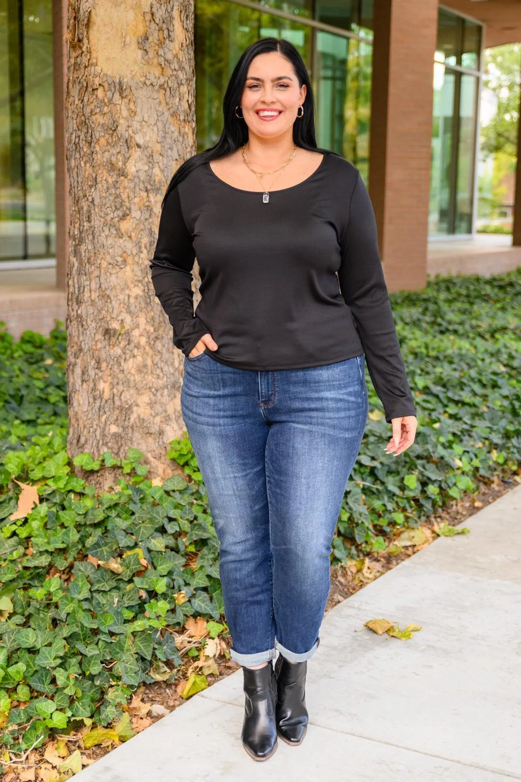 Hazel Blues® | Can You Believe It Basic Long Sleeve Top In Black