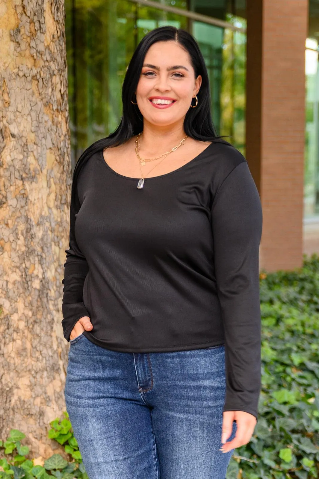 Hazel Blues® | Can You Believe It Basic Long Sleeve Top In Black