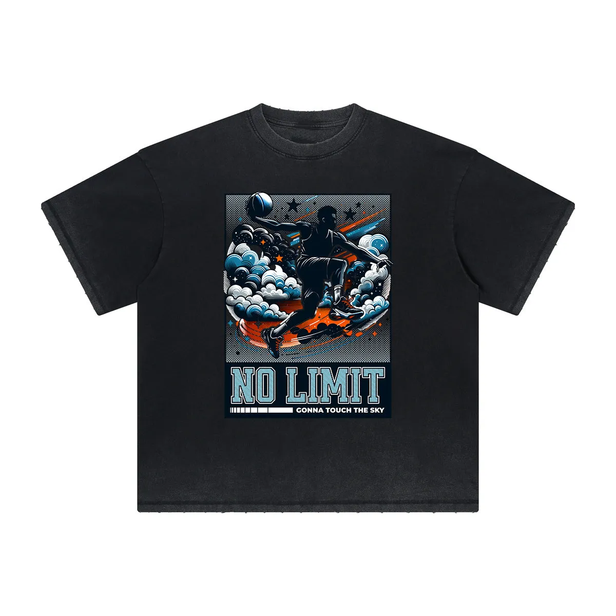 Heavy Fade Basketball Print T-Shirt