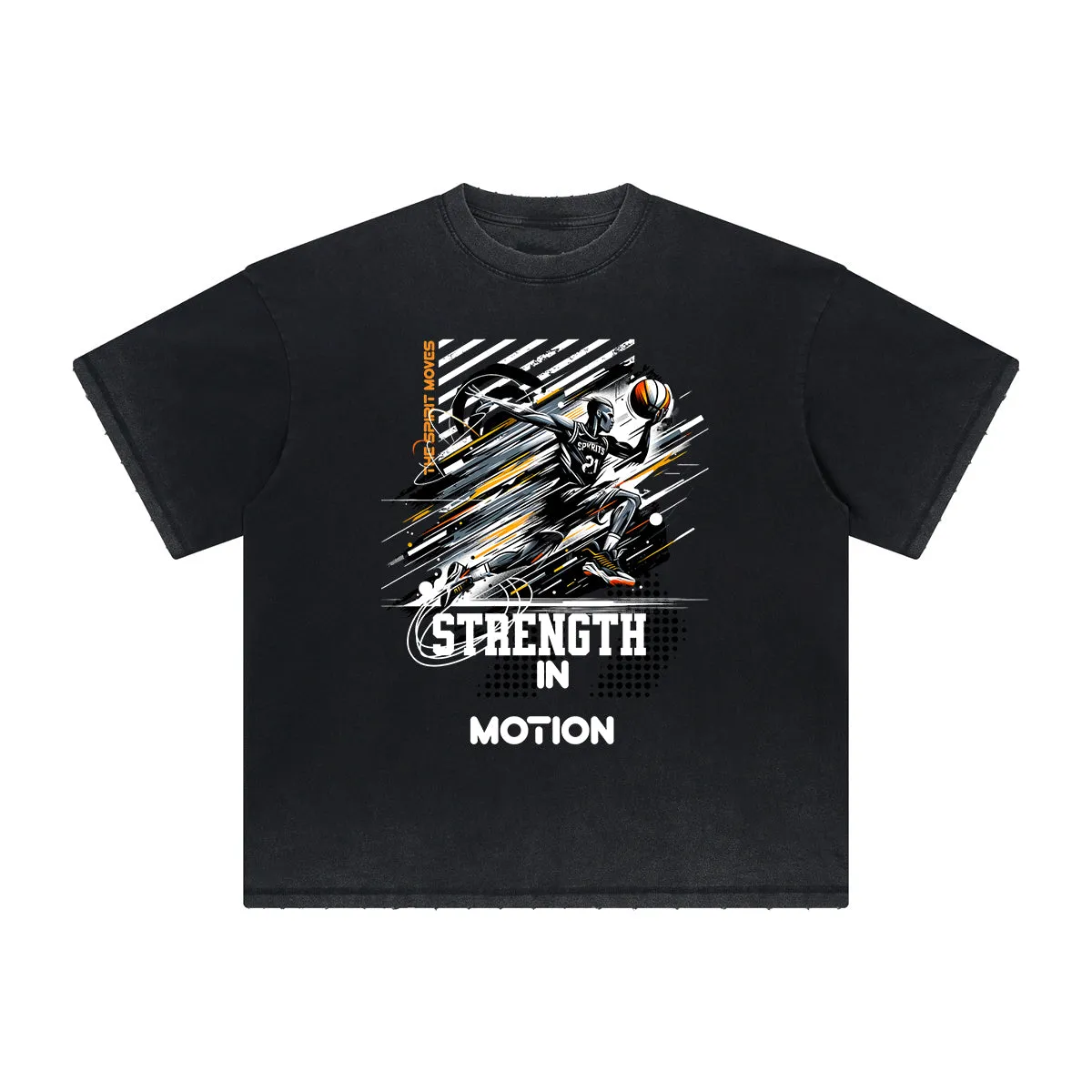 Heavy Fade Basketball Print T-Shirt