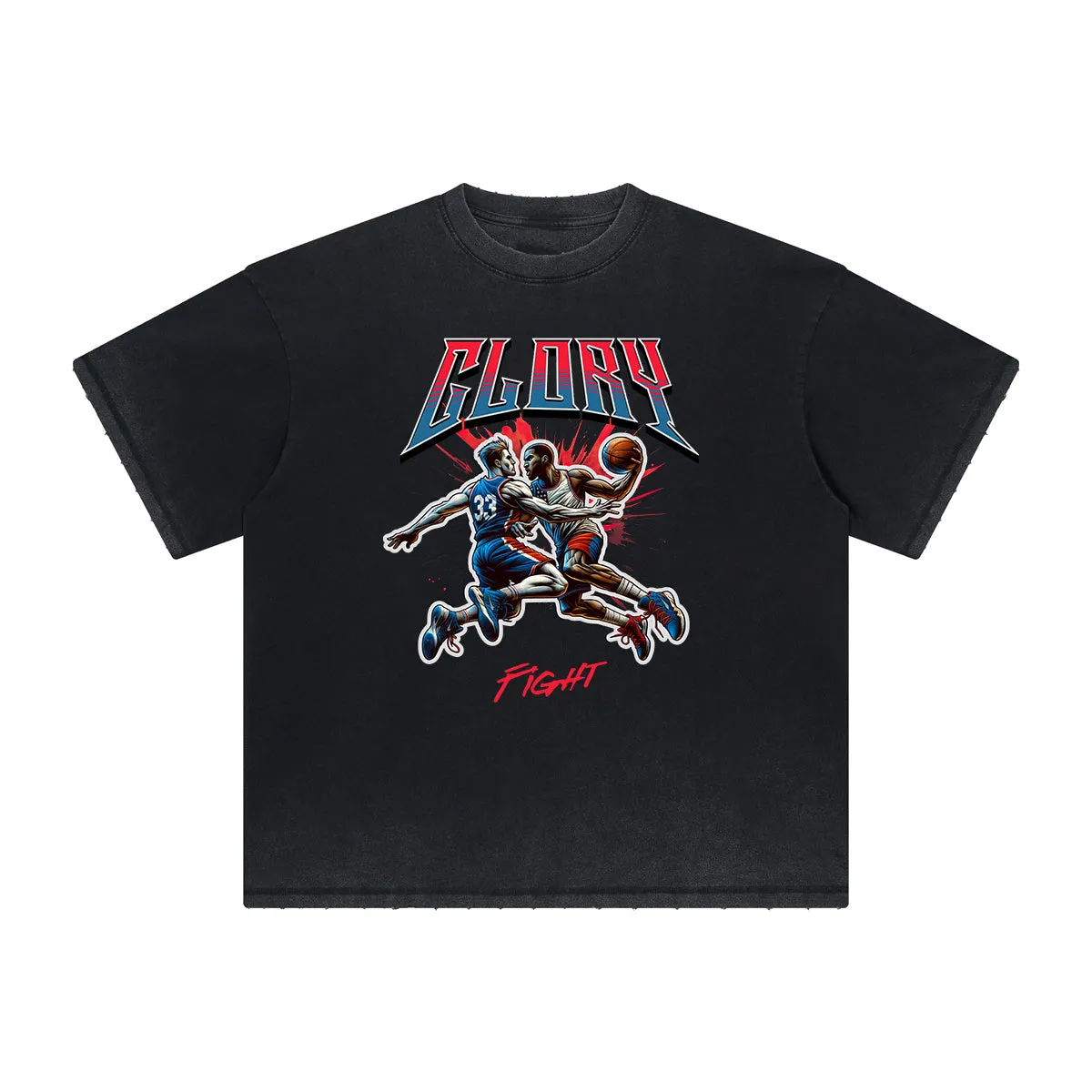 Heavy Fade Basketball Print T-Shirt