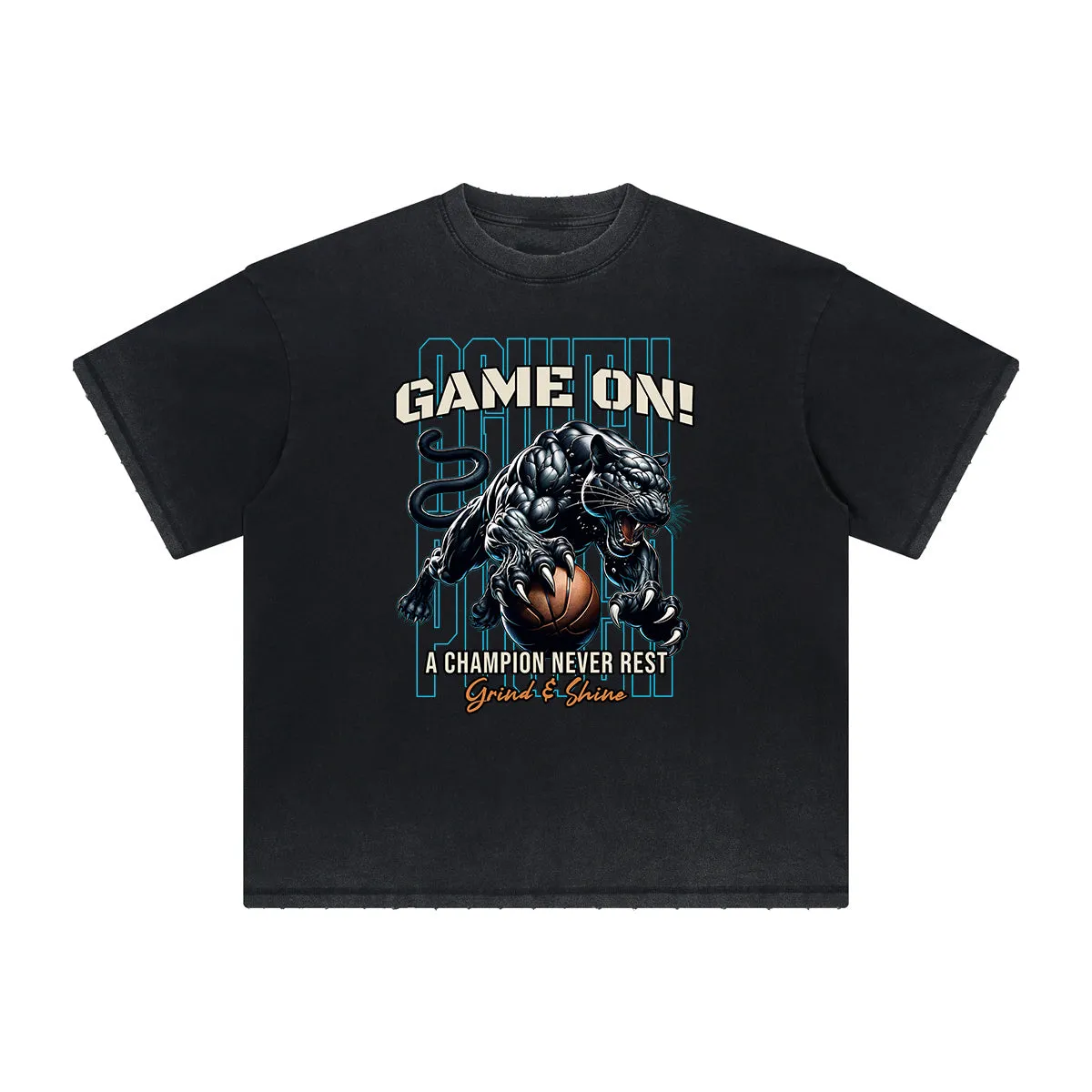 Heavy Fade Basketball Print T-Shirt