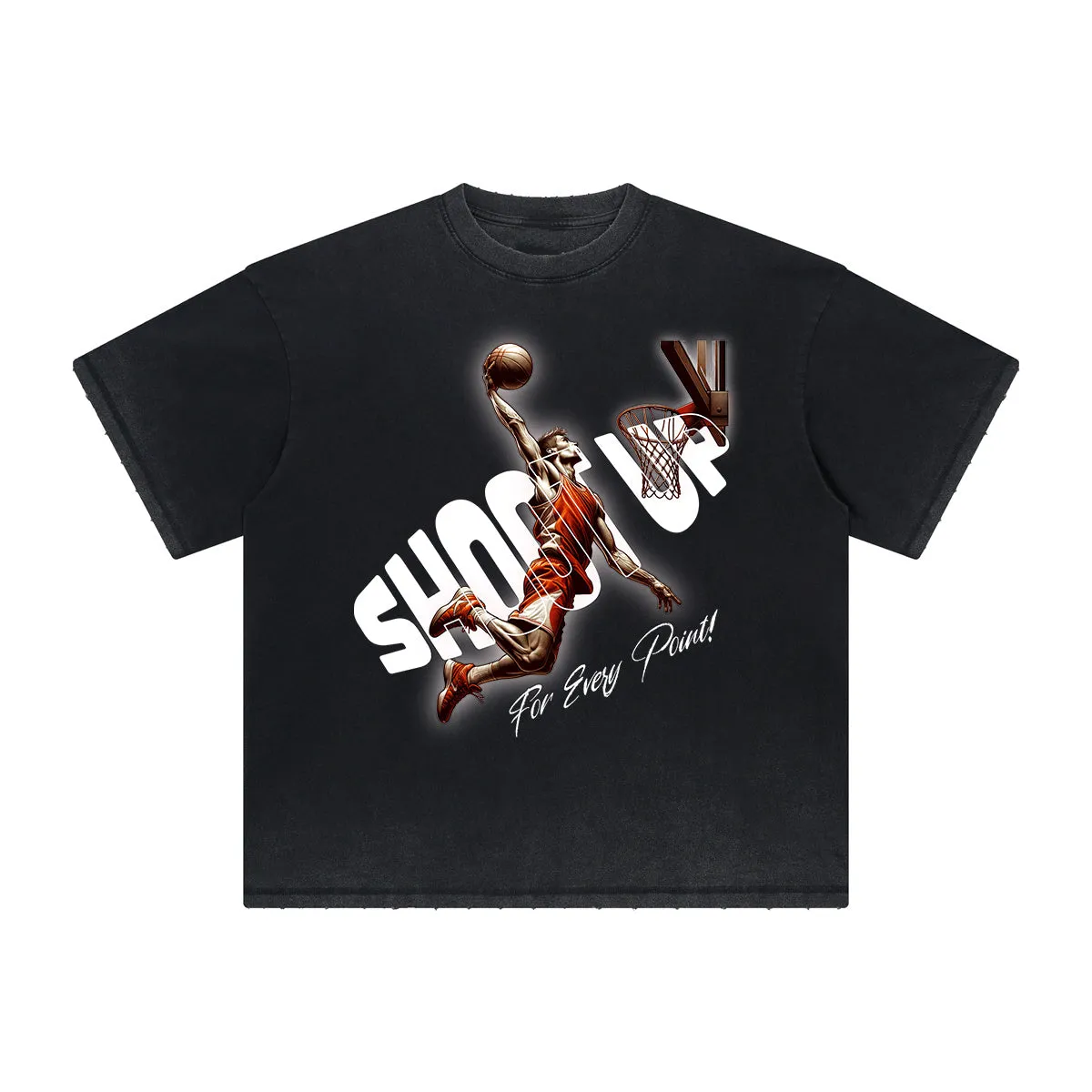 Heavy Fade Basketball Print T-Shirt