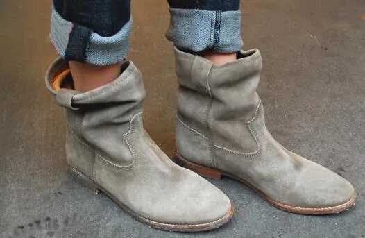 High Quality Round Toe Wedges Increased Heel Ladies Boots Street Style Women Ankle Boots Spring Autumn Cowboy Ankle Boots Mujer