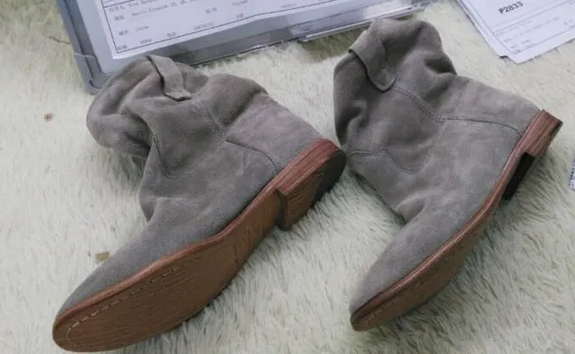 High Quality Round Toe Wedges Increased Heel Ladies Boots Street Style Women Ankle Boots Spring Autumn Cowboy Ankle Boots Mujer
