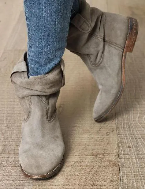 High Quality Round Toe Wedges Increased Heel Ladies Boots Street Style Women Ankle Boots Spring Autumn Cowboy Ankle Boots Mujer