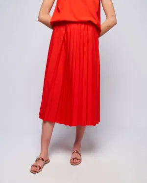 italian sporty nylon pleated pullon skirt - red