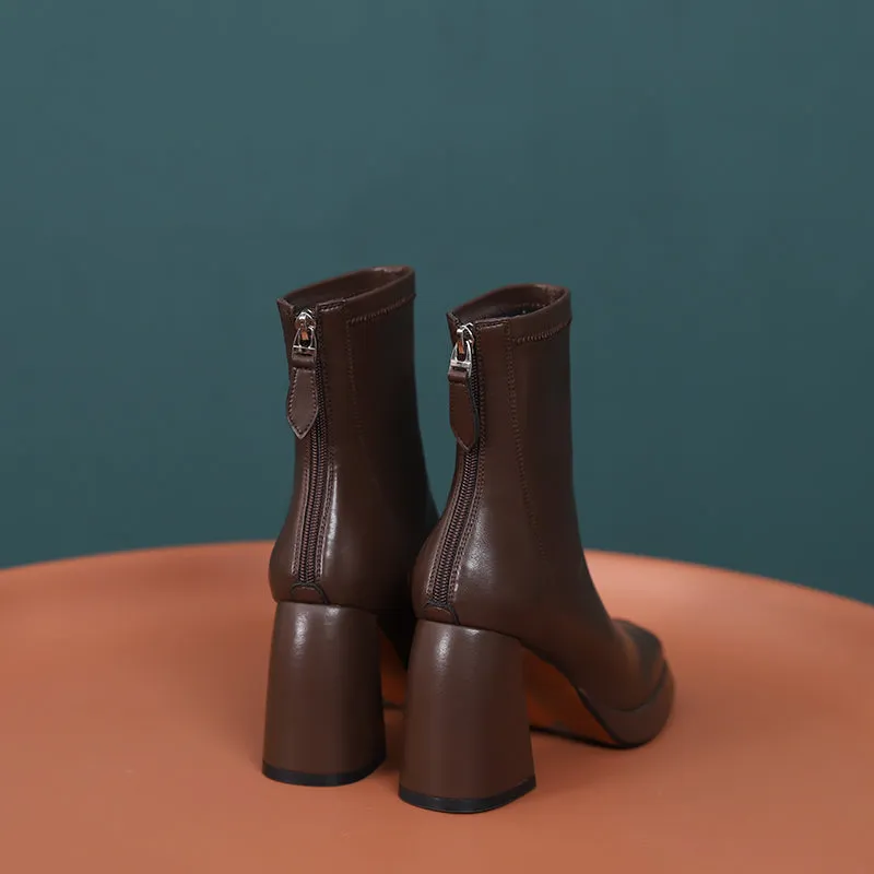 Itzel Brown Platform Boots Womens