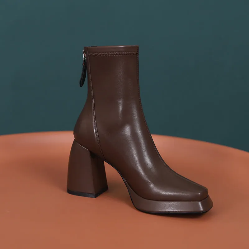 Itzel Brown Platform Boots Womens