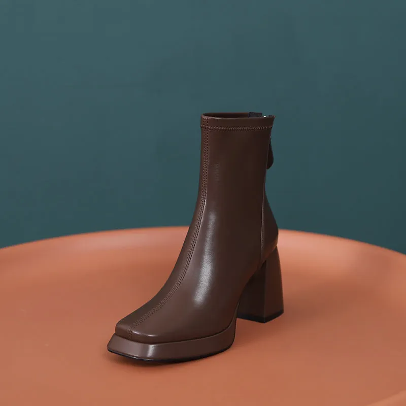 Itzel Brown Platform Boots Womens