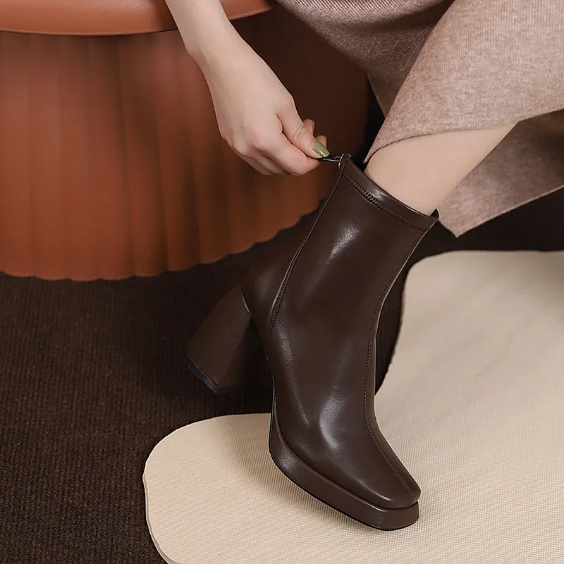 Itzel Brown Platform Boots Womens