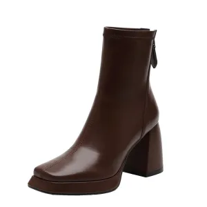 Itzel Brown Platform Boots Womens
