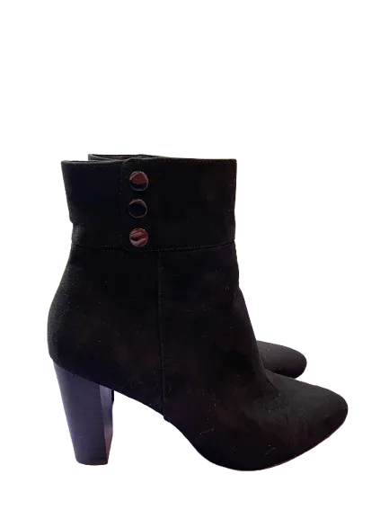 Jones New York Kacee Black Faux Suede Ankle Boots