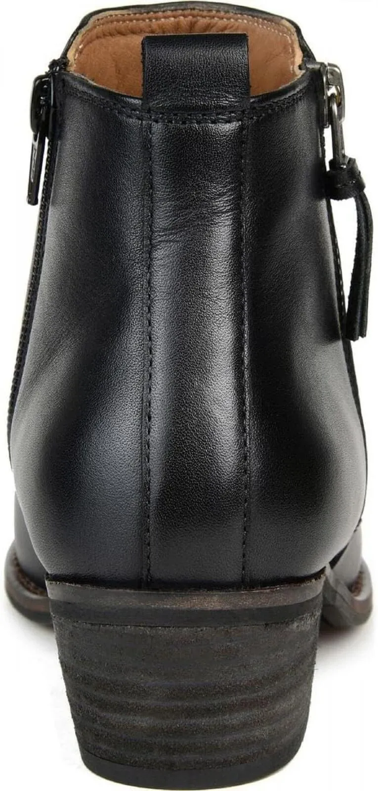 Journee Signature Womens Charlotte Leather Ankle Boots CHARLOTTE Black 6M