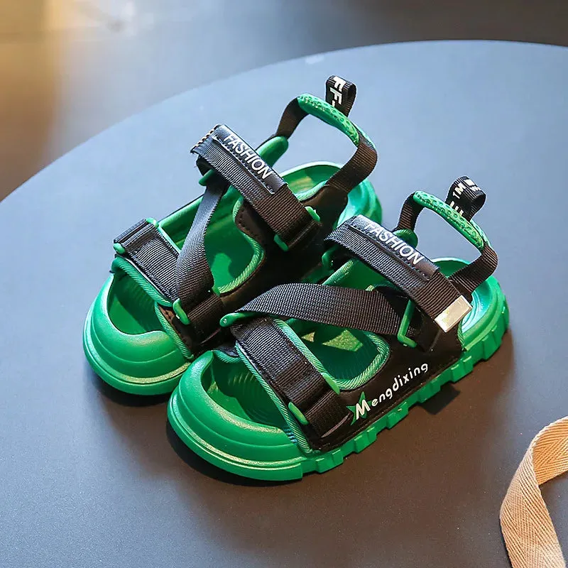 Kids' Summer Sandals – Pink And Green With Adjustable Straps