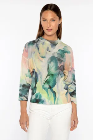 KINROSS CASHMERE - ROMANTIC FLORAL CREW