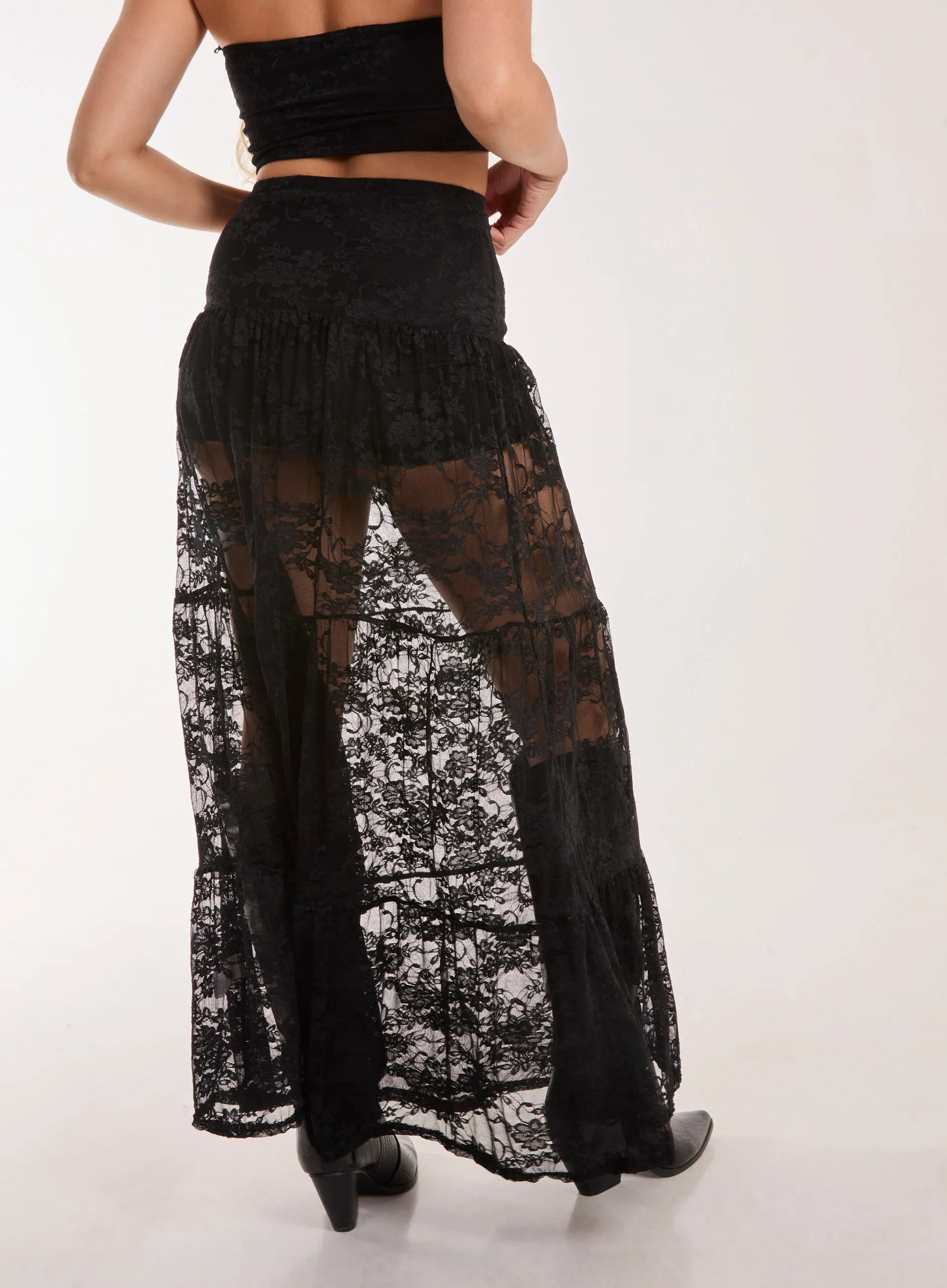 Lace Tiered Maxi Skirt