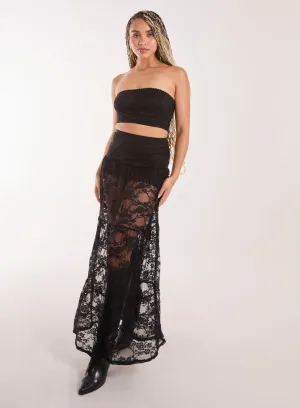 Lace Tiered Maxi Skirt
